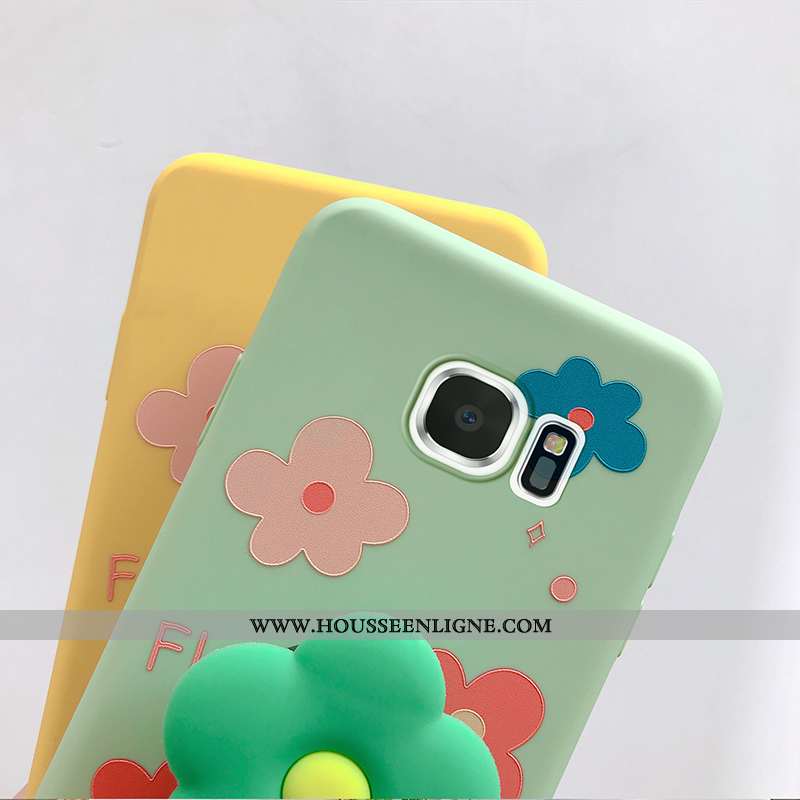 Coque Samsung Galaxy S7 Edge Personnalité Dessin Animé Fleur Incassable Téléphone Portable Vert Vert
