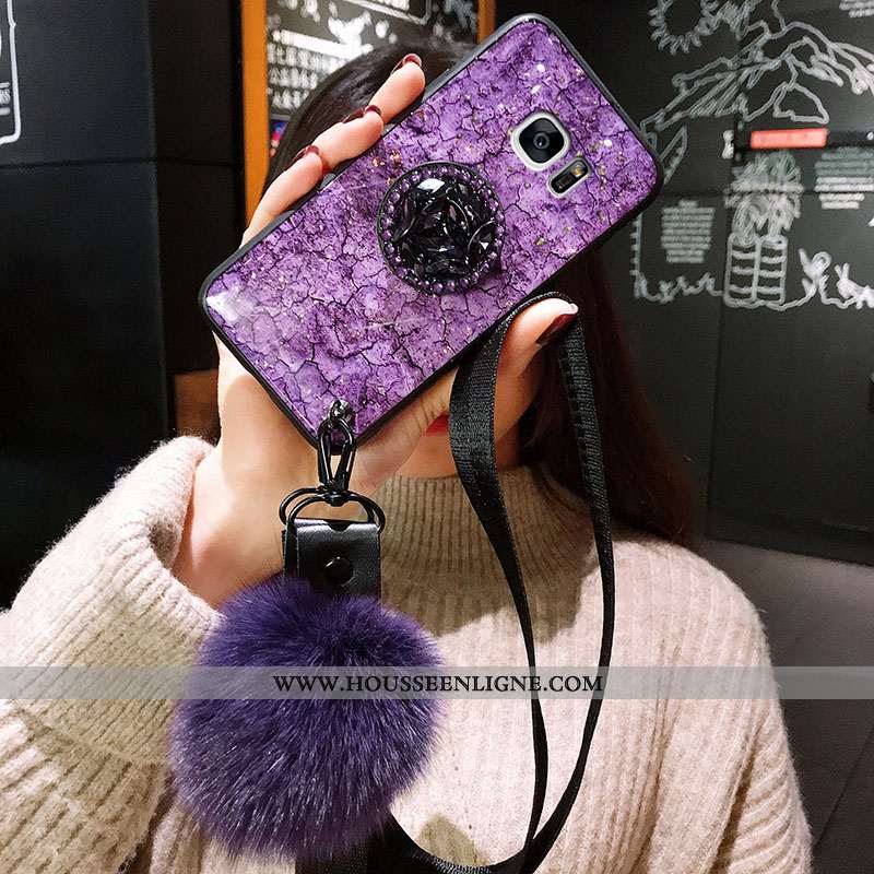 Coque Samsung Galaxy S7 Edge Protection Tendance Violet Étui Silicone Fluide Doux