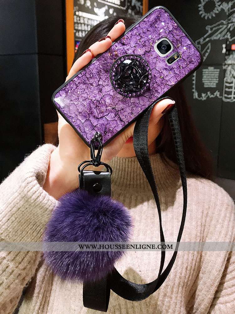 Coque Samsung Galaxy S7 Edge Protection Tendance Violet Étui Silicone Fluide Doux