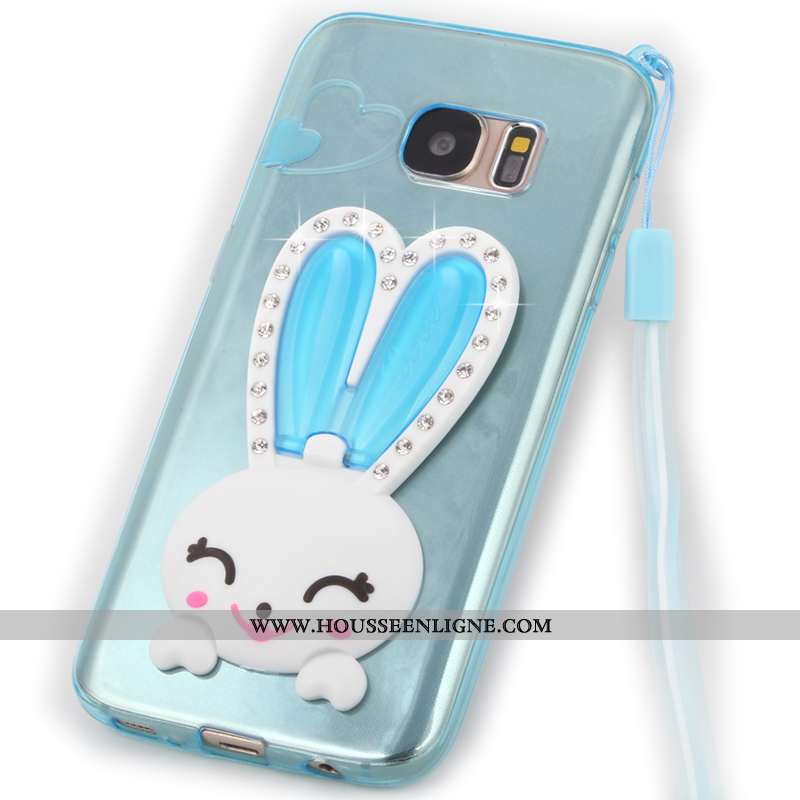 Coque Samsung Galaxy S7 Fluide Doux Transparent Violet Lapin Étoile Téléphone Portable