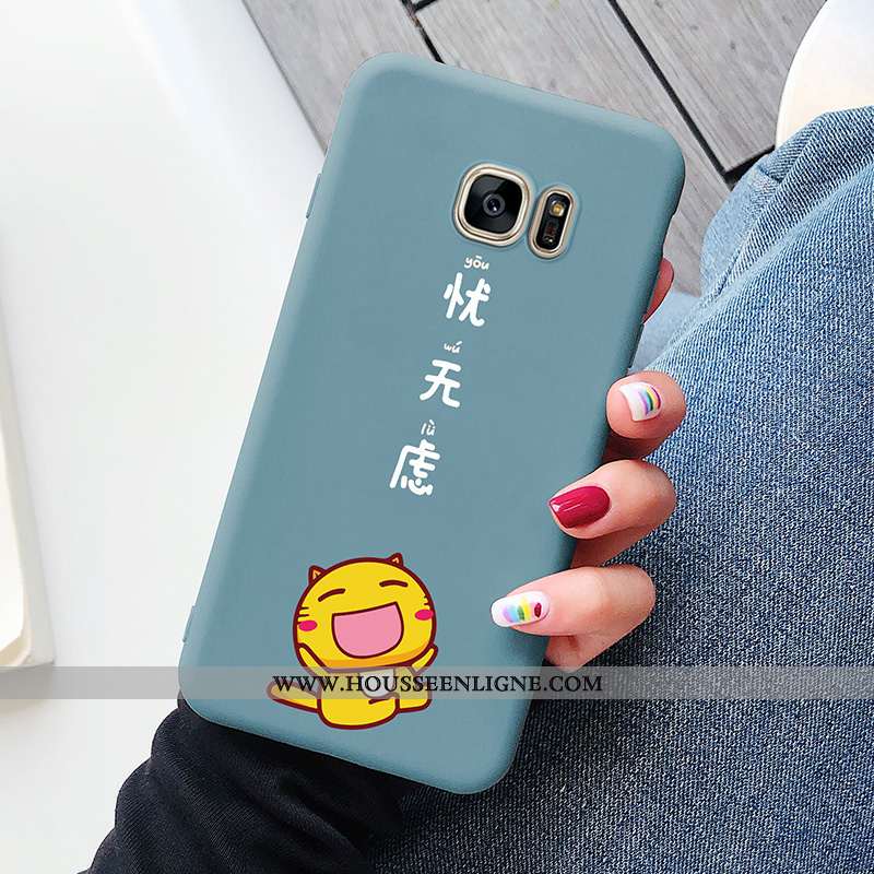 Coque Samsung Galaxy S7 Tendance Légère Étoile Protection Silicone Incassable Chat Bleu