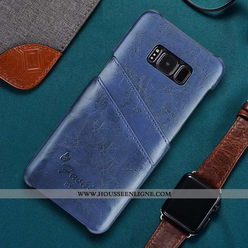 Coque Samsung Galaxy S8+ Cuir Fluide Doux Tendance Bleu Légère Protection Vent