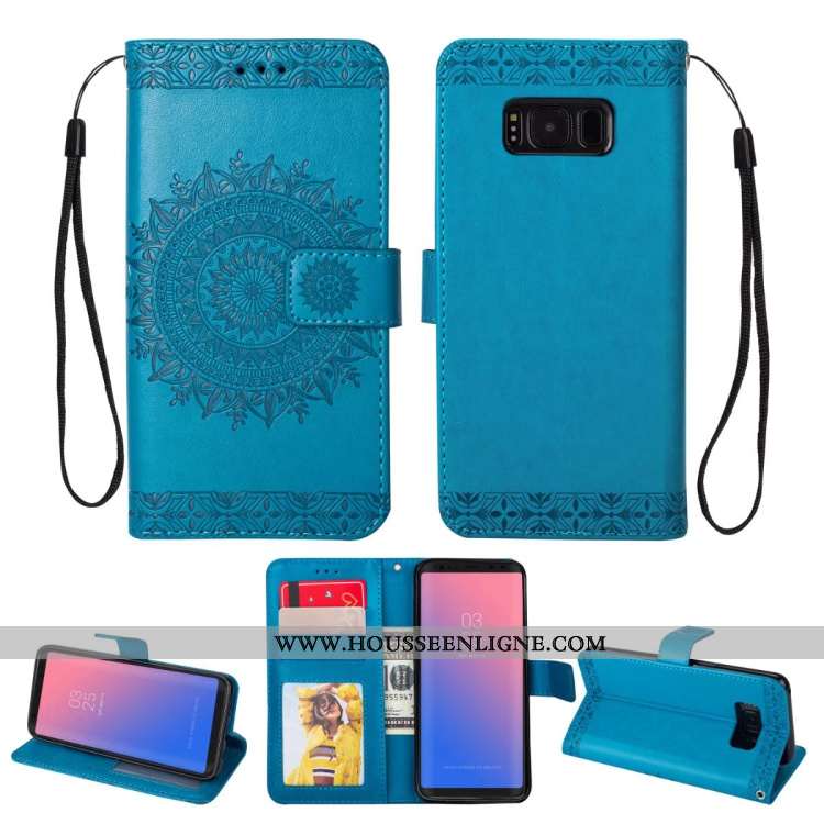 Coque Samsung Galaxy S8 Cuir Fluide Doux Étui Téléphone Portable Protection Tout Compris Étoile Bleu