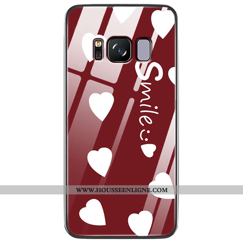 Coque Samsung Galaxy S8+ Protection Verre Rouge Fluide Doux Téléphone Portable Amour Amoureux