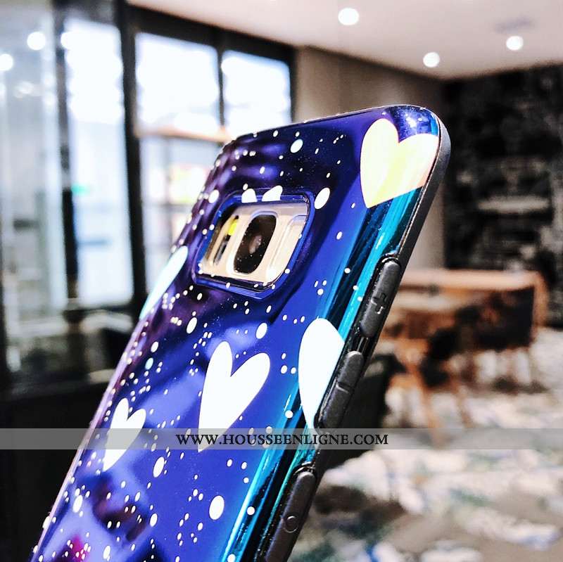 Coque Samsung Galaxy S8+ Tendance Fluide Doux Téléphone Portable Bleu Étui Amoureux