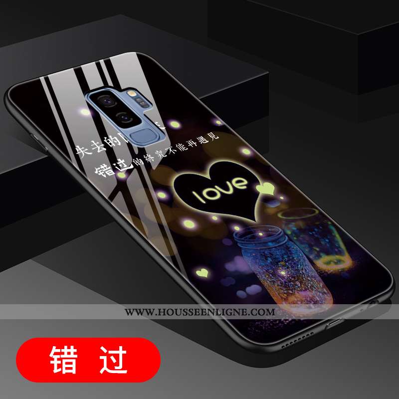 Coque Samsung Galaxy S9+ Créatif Verre Noir Téléphone Portable Étoile Net Rouge