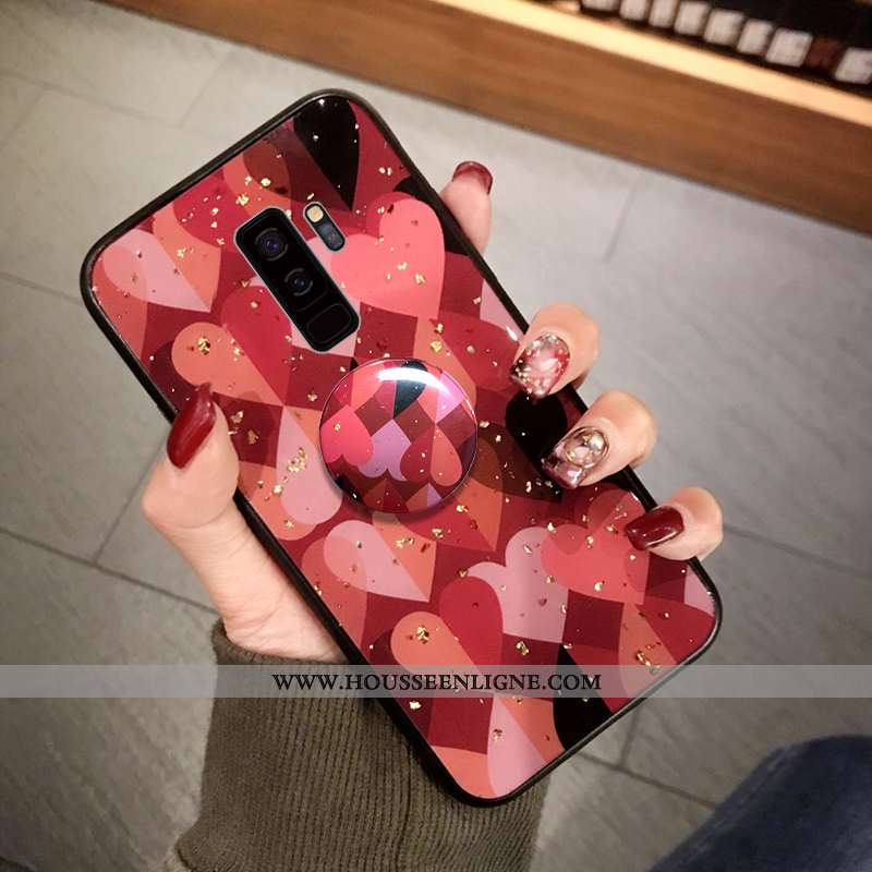 Coque Samsung Galaxy S9+ Fluide Doux Protection Point D'onde Rouge Téléphone Portable Grand