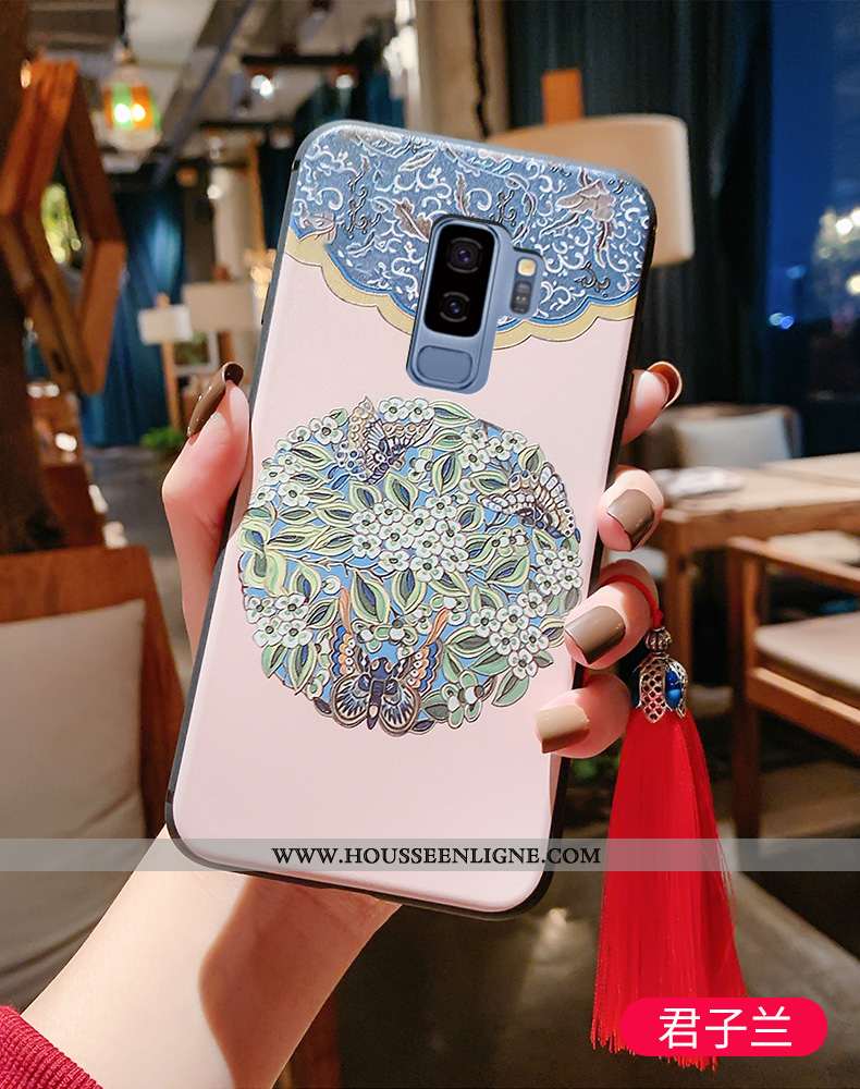 Coque Samsung Galaxy S9+ Fluide Doux Silicone Téléphone Portable Bleu Incassable Étui