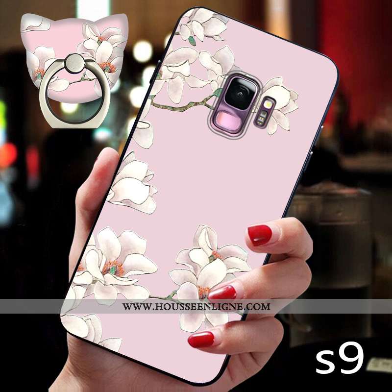 Coque Samsung Galaxy S9 Fluide Doux Silicone Étui Étoile Protection Légère Téléphone Portable Rose
