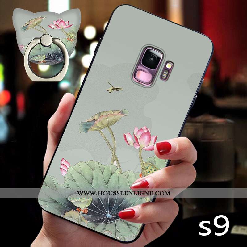 Coque Samsung Galaxy S9 Fluide Doux Silicone Étui Étoile Protection Légère Téléphone Portable Rose