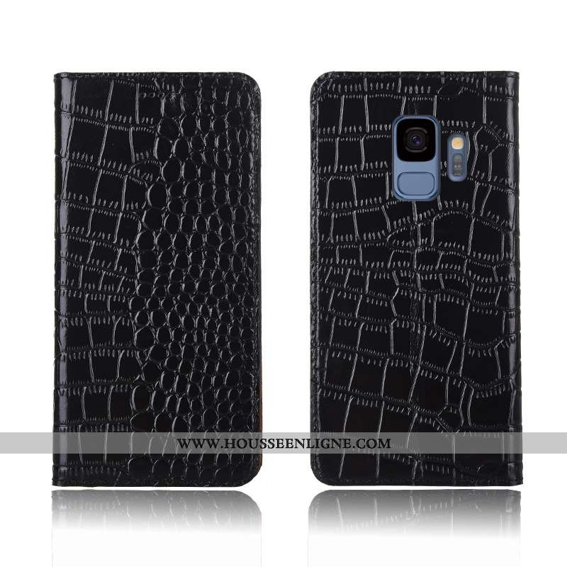 Coque Samsung Galaxy S9 Protection Cuir Véritable Nouveau Clamshell Téléphone Portable Étui Marron