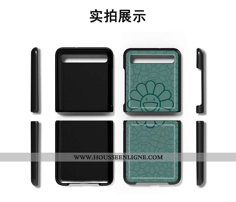 Coque Samsung Z Flip Personnalité Créatif Téléphone Portable Tendance Incassable Dessin Animé Verte