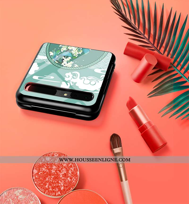 Coque Samsung Z Flip Protection Verre Silicone Difficile Téléphone Portable Étoile Personnalisé Blan