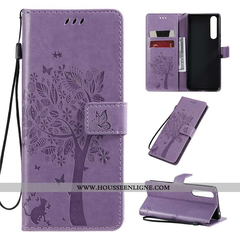 Coque Sony Xperia 1 Ii Fluide Doux Silicone Clamshell Incassable Protection Cuir Violet