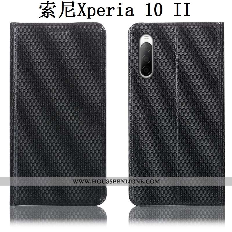 Coque Sony Xperia 10 Ii Cuir Véritable Modèle Fleurie Incassable Protection Marron Téléphone Portabl