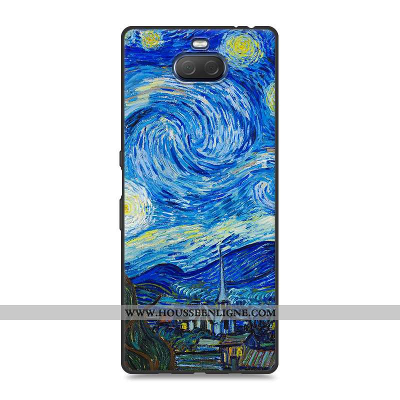Coque Sony Xperia 10 Plus Fluide Doux Silicone Protection Téléphone Portable Paysage Peinture Gris