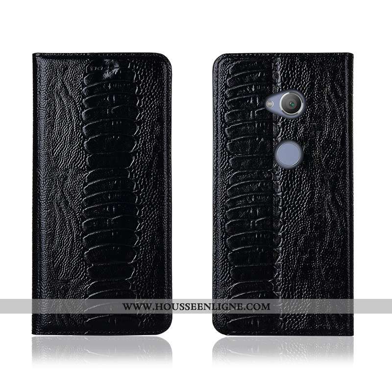 Coque Sony Xperia L2 Fluide Doux Silicone Clamshell Téléphone Portable Cuir Véritable Marron