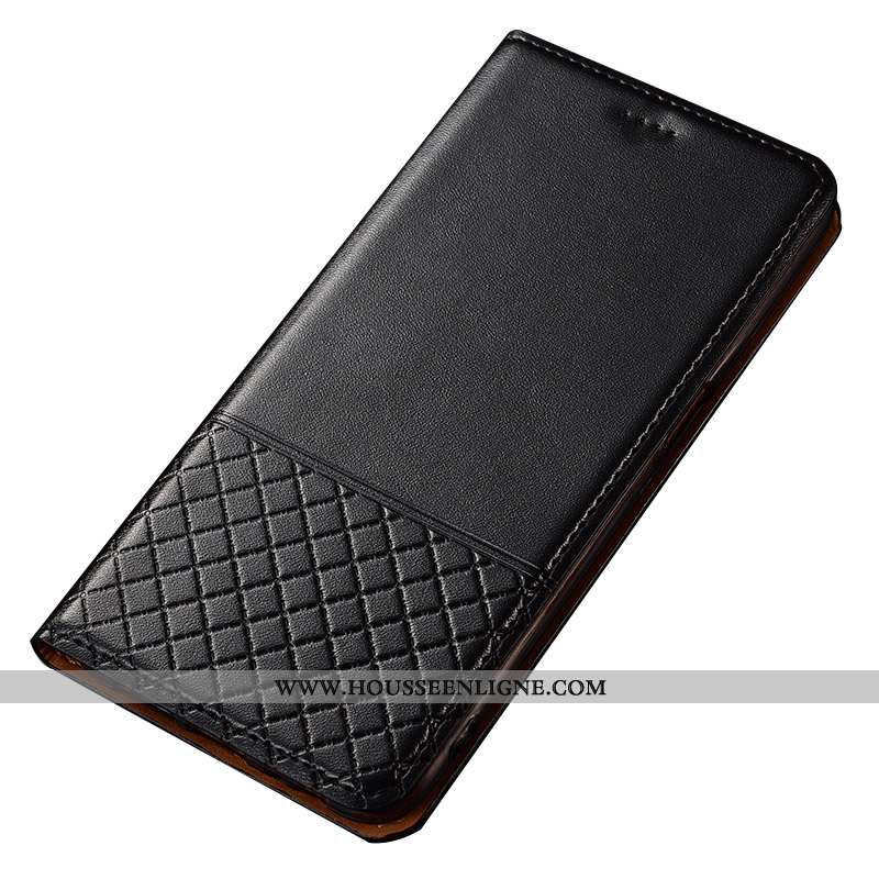 Coque Sony Xperia Xa1 Plus Protection Cuir Véritable Cuir Haut Cuir Noir Luxe Téléphone Portable