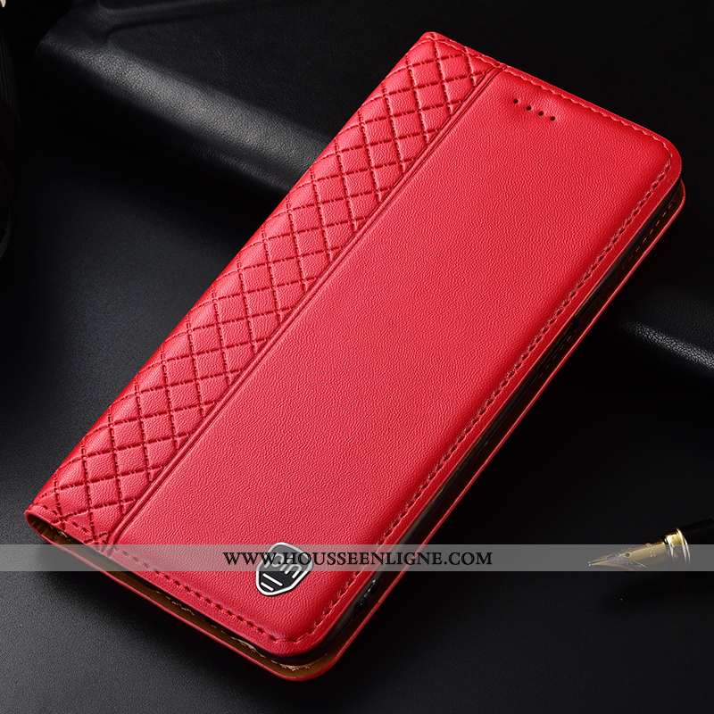 Coque Sony Xperia Xa1 Plus Protection Cuir Véritable Téléphone Portable Luxe Étui Rouge Cuir