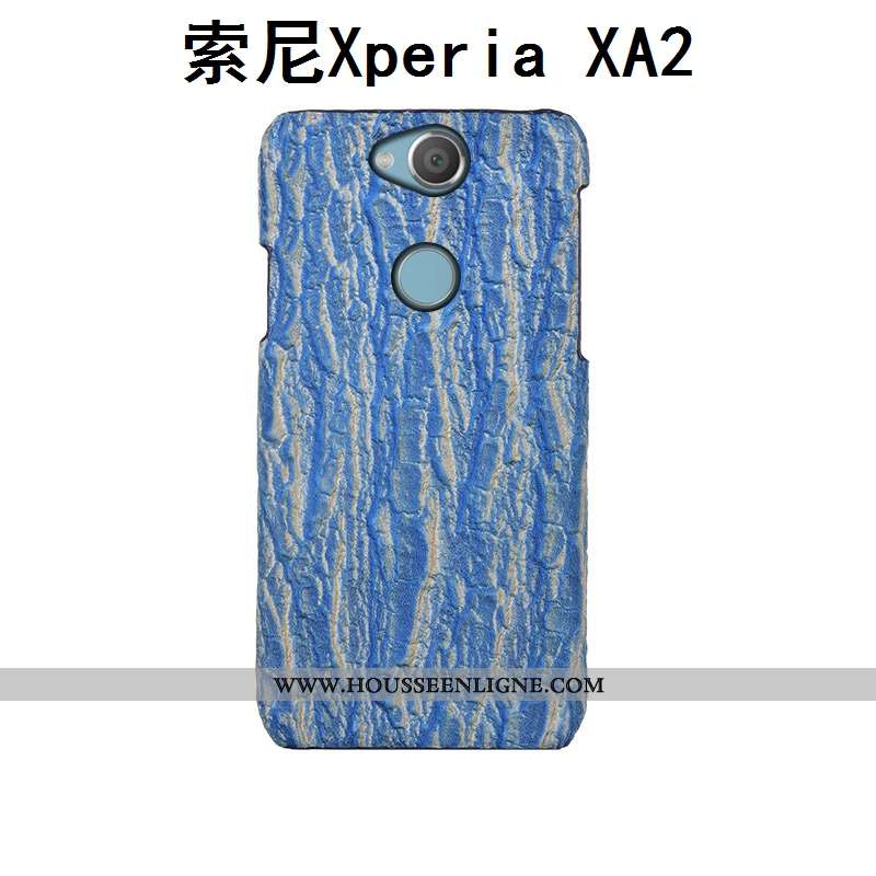 Coque Sony Xperia Xa2 Luxe Créatif Étui Cuir Arbres Bleu Couvercle Arrière