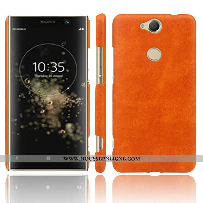 Coque Sony Xperia Xa2 Plus Protection Cuir Téléphone Portable Qualité Difficile Étui Orange