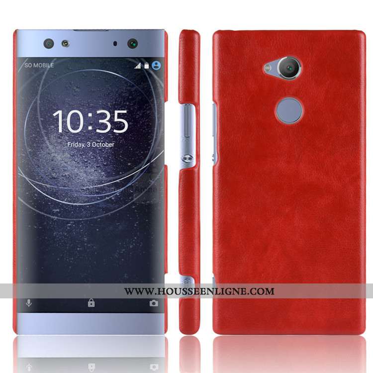 Coque Sony Xperia Xa2 Protection Cuir Téléphone Portable Difficile Rouge Étui