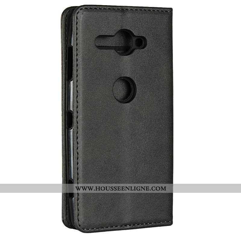 Coque Sony Xperia Xz2 Compact Cuir Protection Étui Noir Téléphone Portable