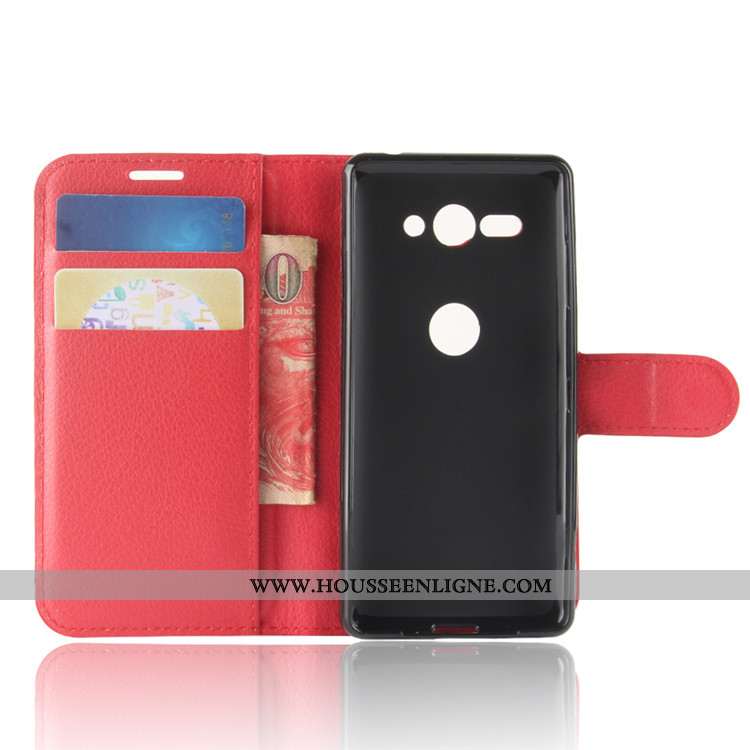 Coque Sony Xperia Xz2 Compact Protection Portefeuille Carte Cuir Étui Téléphone Portable Noir