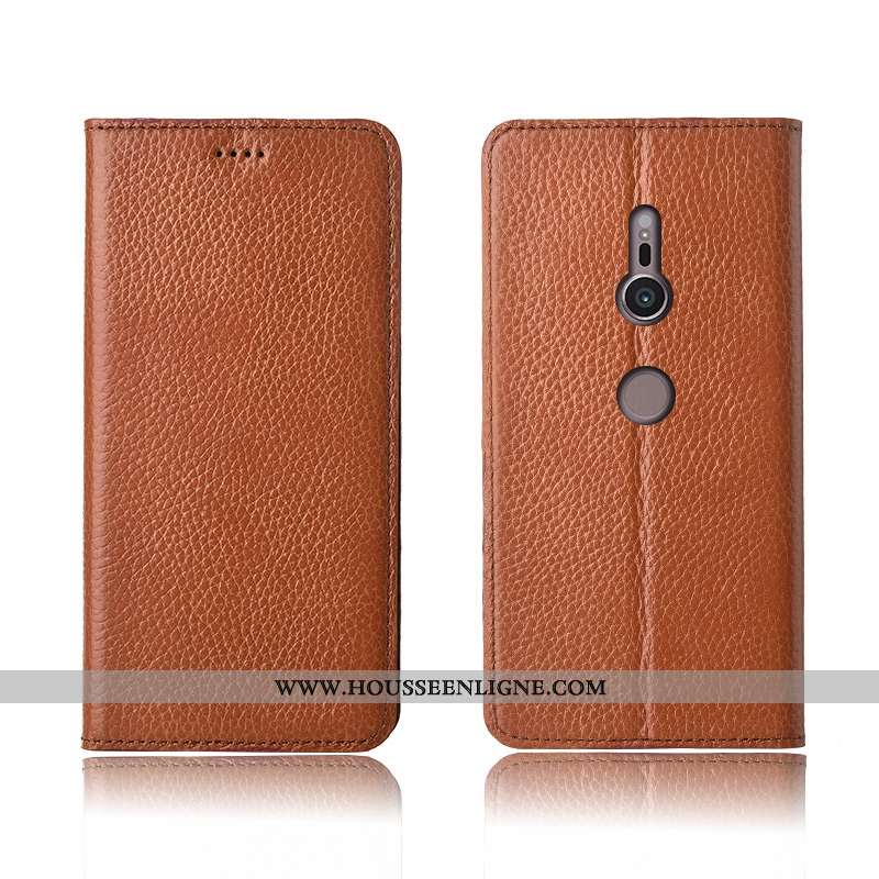 Coque Sony Xperia Xz3 Protection Cuir Véritable Cuir Étui Téléphone Portable Incassable Litchi Noir