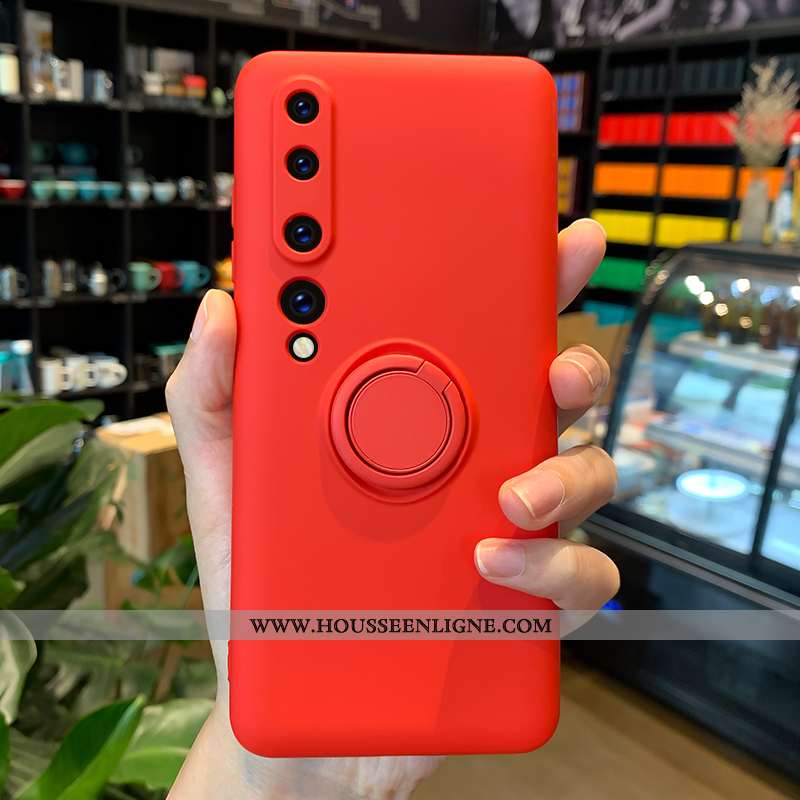 Coque Xiaomi Mi 10 Créatif Silicone Couleur Unie Jaune Étui Net Rouge