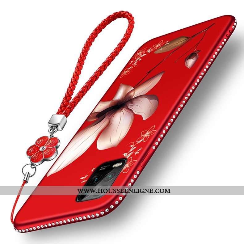 Coque Xiaomi Mi 10 Lite Délavé En Daim Créatif Rouge Tout Compris Étui Silicone
