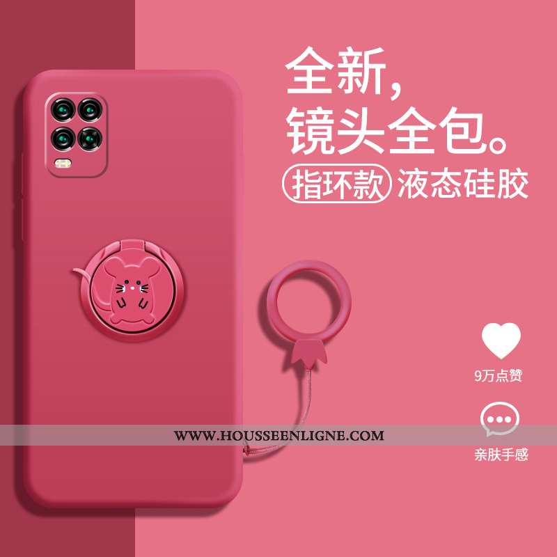 Coque Xiaomi Mi 10 Lite Légère Fluide Doux Étui En Silicone Délavé En Daim Jeunesse Petit Rouge