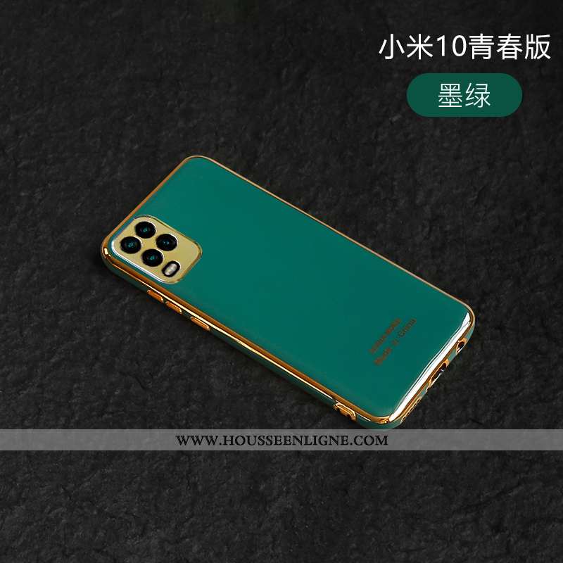 Coque Xiaomi Mi 10 Lite Silicone Personnalité Vert Placage Tout Compris Net Rouge Nouveau Turquoise