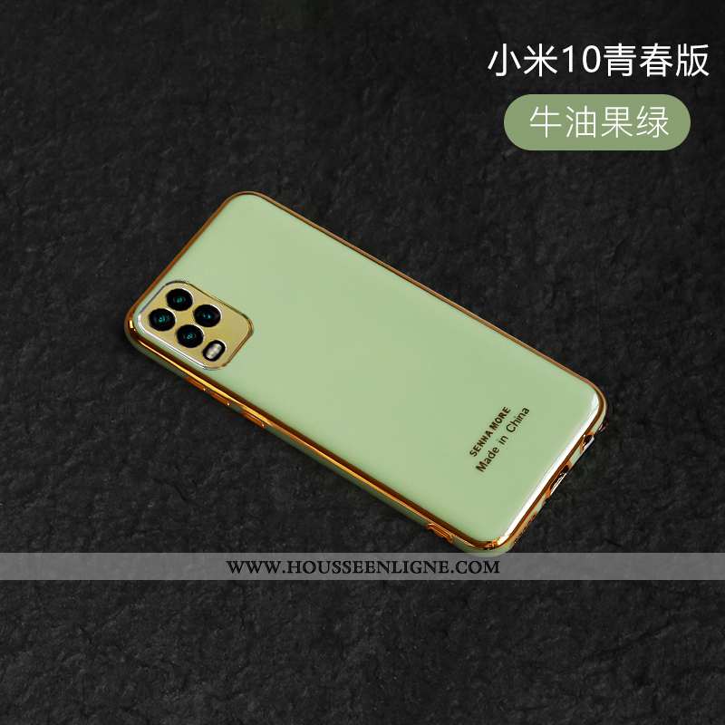 Coque Xiaomi Mi 10 Lite Silicone Personnalité Vert Placage Tout Compris Net Rouge Nouveau Turquoise