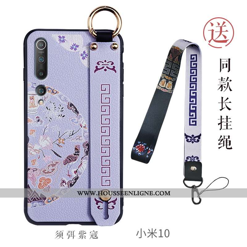 Coque Xiaomi Mi 10 Mode Personnalité Incassable Tendance Étui Petit Style Chinois Violet