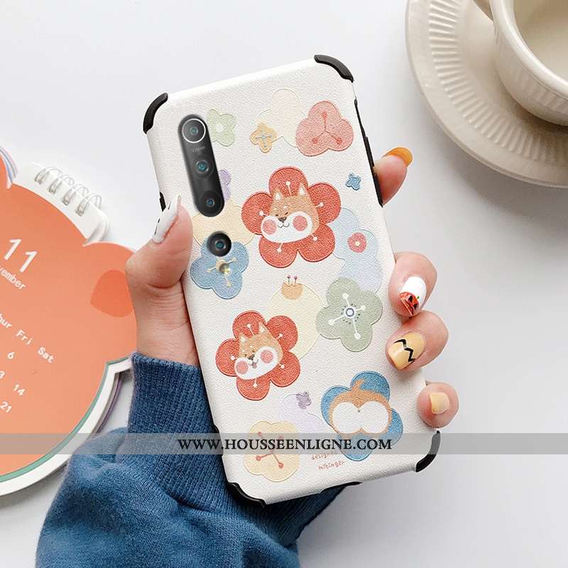 Coque Xiaomi Mi 10 Pro Cuir Modèle Fleurie Tout Compris Net Rouge Mode Charmant Frais Bleu