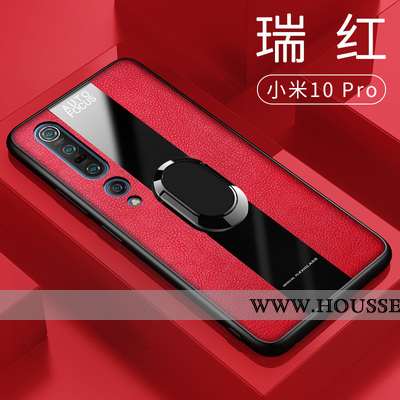 Coque Xiaomi Mi 10 Pro Silicone Cuir Incassable Téléphone Portable Anneau Rouge
