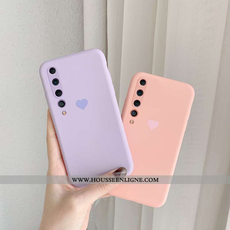 Coque Xiaomi Mi 10 Protection Tendance Étui Amour Fluide Doux Légères Simple Violet