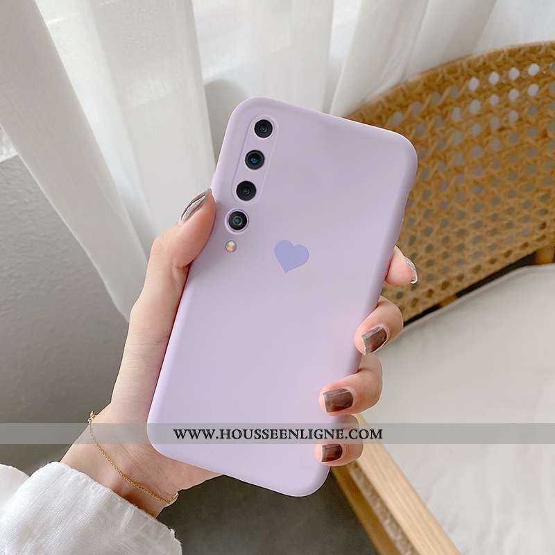 Coque Xiaomi Mi 10 Protection Tendance Étui Amour Fluide Doux Légères Simple Violet