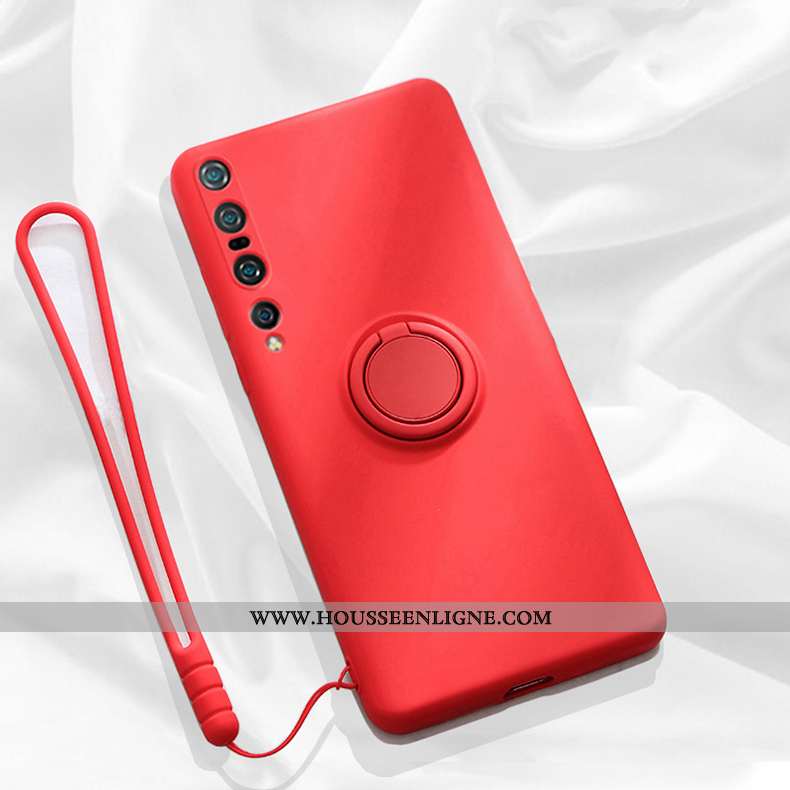 Coque Xiaomi Mi 10 Silicone Ornements Suspendus Étui Légère Support Simple Incassable Rouge