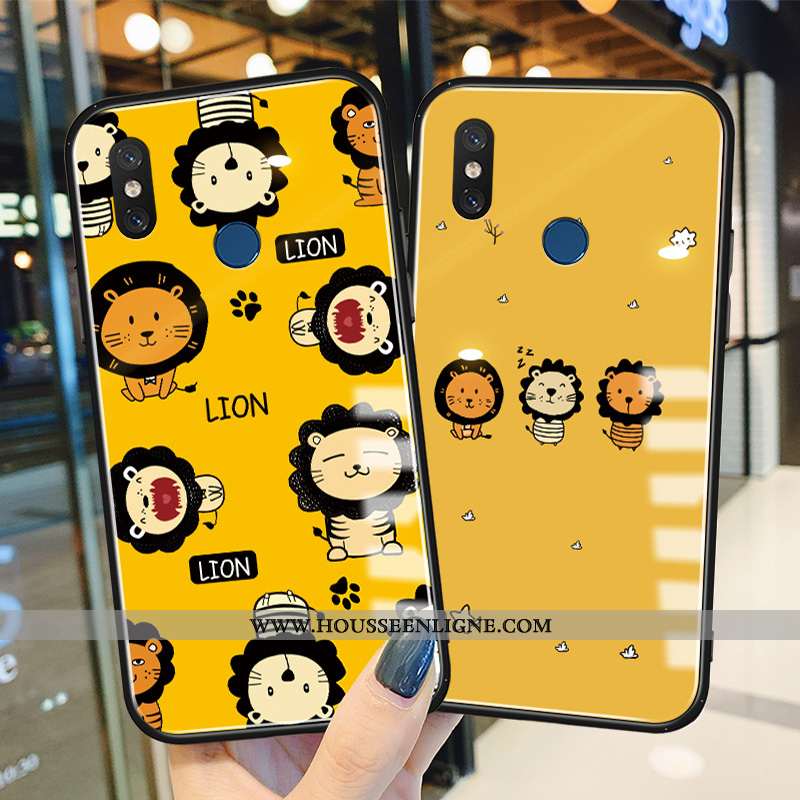 Coque Xiaomi Mi 8 Créatif Dessin Animé Simple Petit Lion Téléphone Portable Tout Compris Jaune