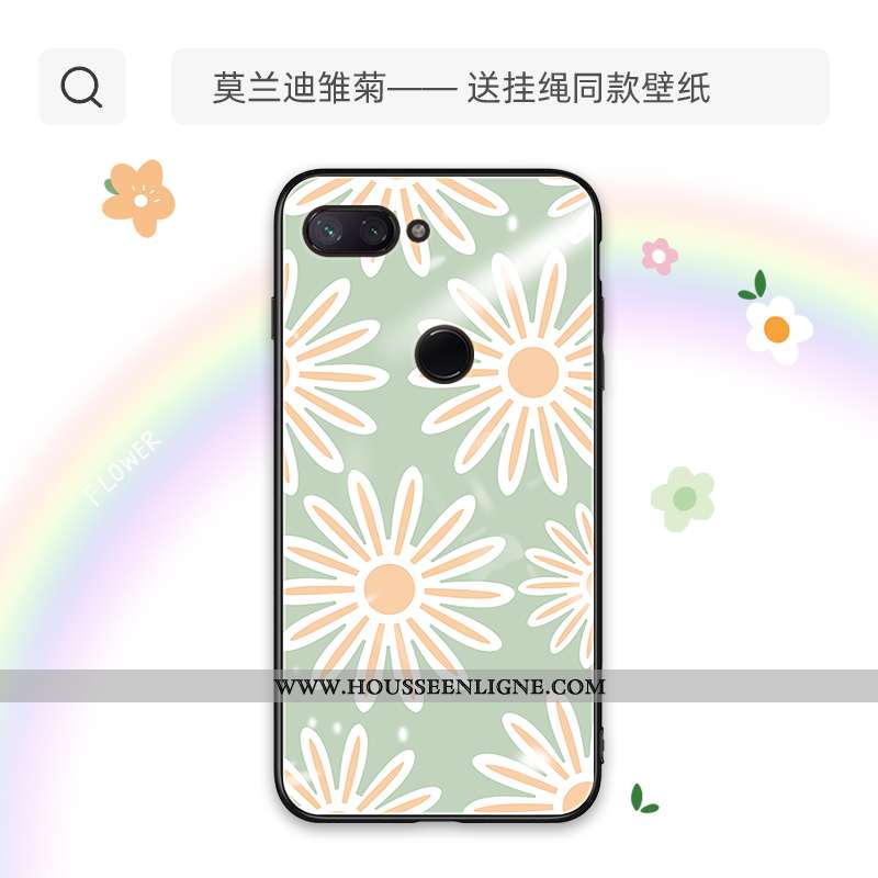 Coque Xiaomi Mi 8 Lite Verre Charmant Téléphone Portable Étui En Silicone Protection Incassable Vert