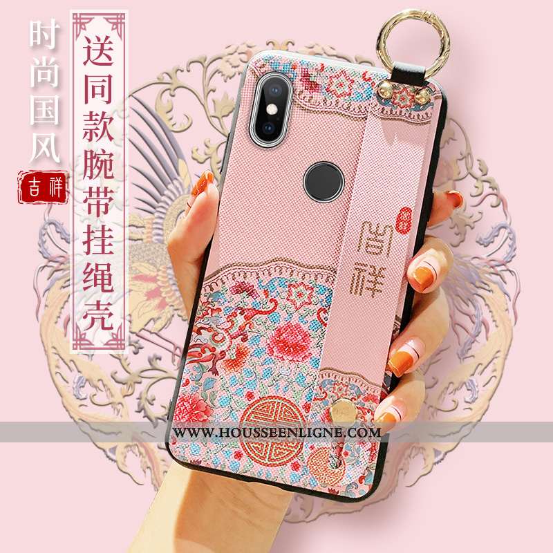 Coque Xiaomi Mi 8 Ornements Suspendus Cou Suspendu Silicone Rose Style Chinois Jeunesse Net Rouge