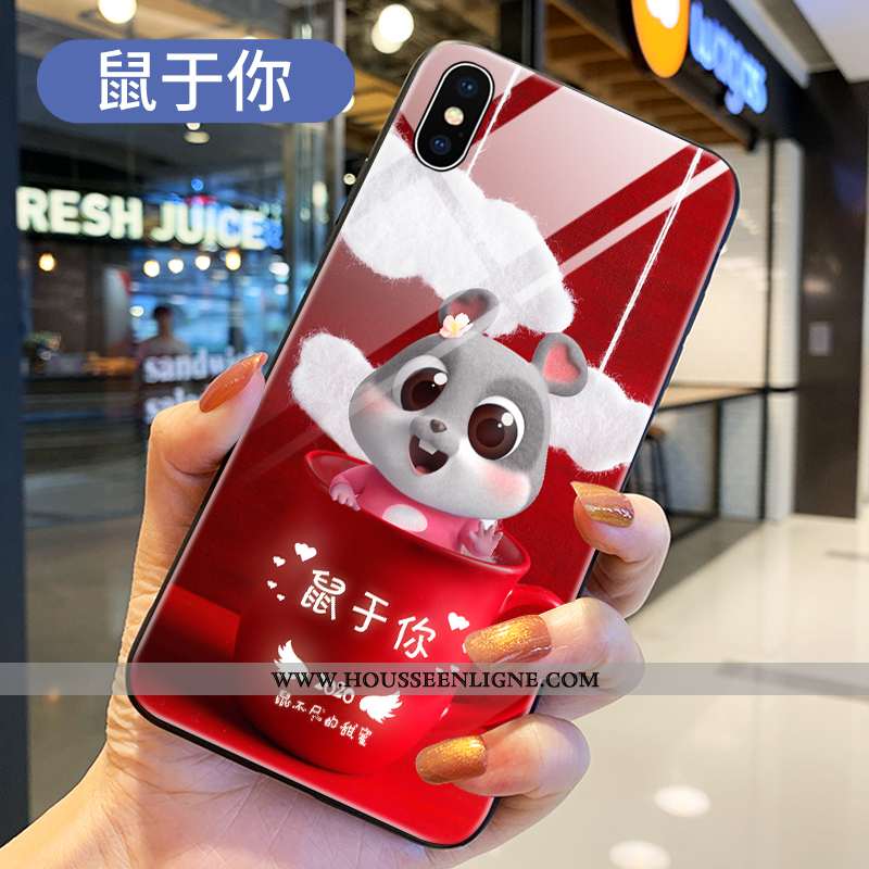 Coque Xiaomi Mi 8 Pro Transparent Dessin Animé Rouge Téléphone Portable Protection Verre