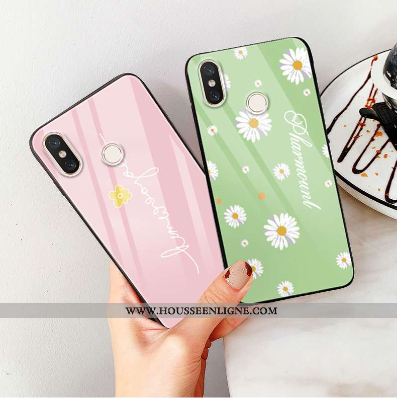 Coque Xiaomi Mi 8 Pro Verre Charmant Floral Petit Jeunesse Modèle Fleurie Rose