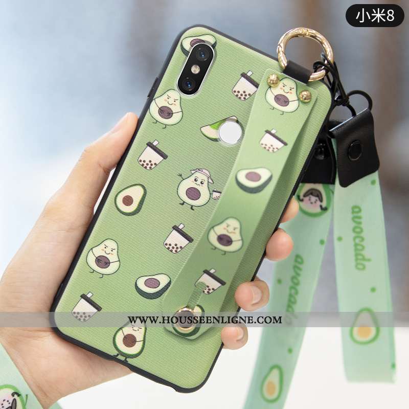 Coque Xiaomi Mi 8 Silicone Protection Téléphone Portable Fruit Fraise Incassable Cœur Verte
