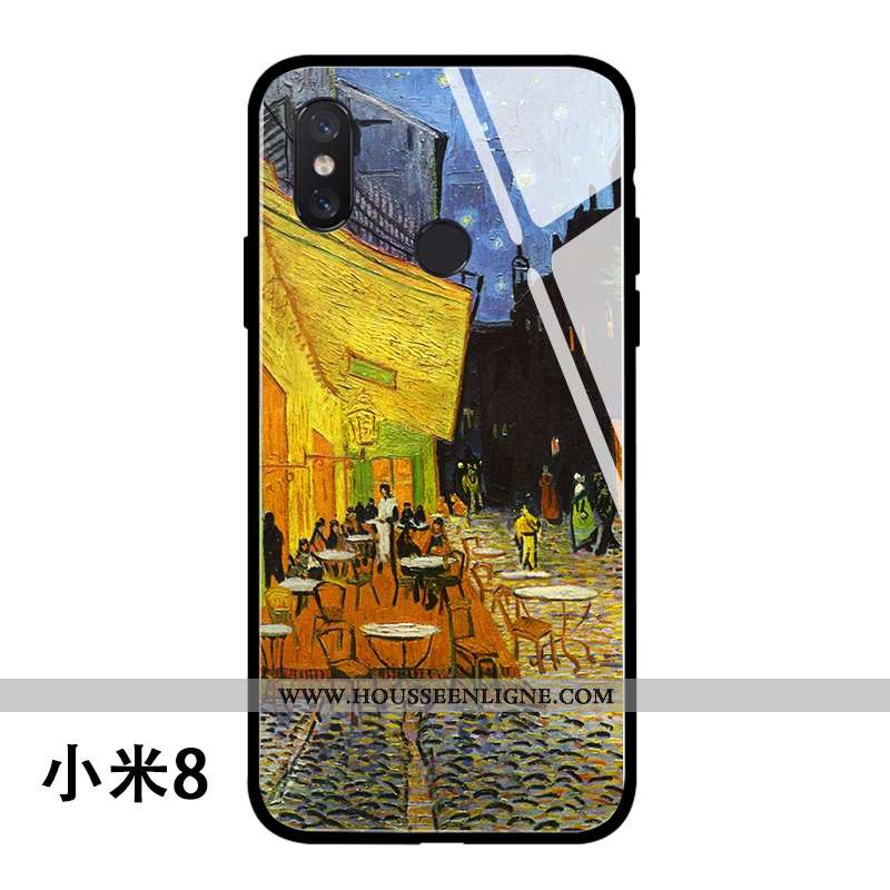 Coque Xiaomi Mi 8 Tendance Fluide Doux Protection Téléphone Portable Jaune Verre