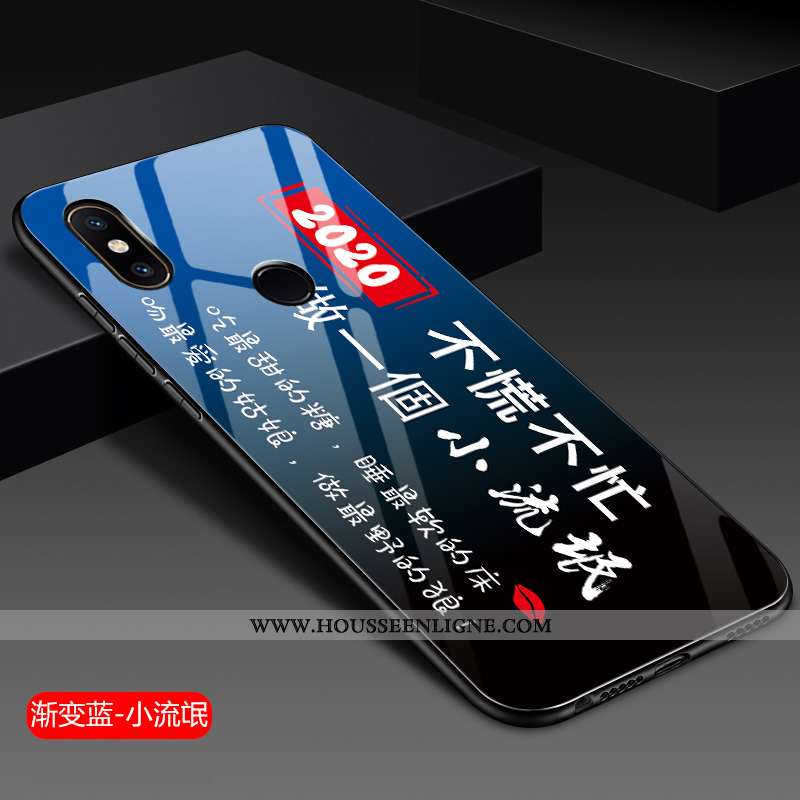 Coque Xiaomi Mi 8 Verre Ornements Suspendus Protection Petit Bleu Silicone