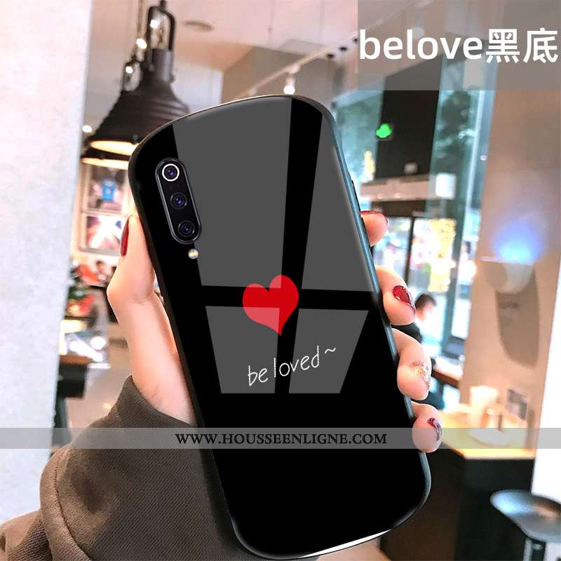 Coque Xiaomi Mi 9 Lite Créatif Tendance Téléphone Portable Point D'onde Verre Incassable Petit Blanc