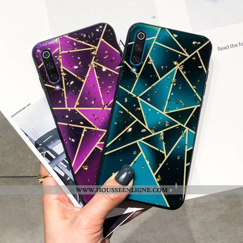 Coque Xiaomi Mi 9 Protection Créatif Plaid Modèle Fleurie Étui Multicolore Téléphone Portable Violet